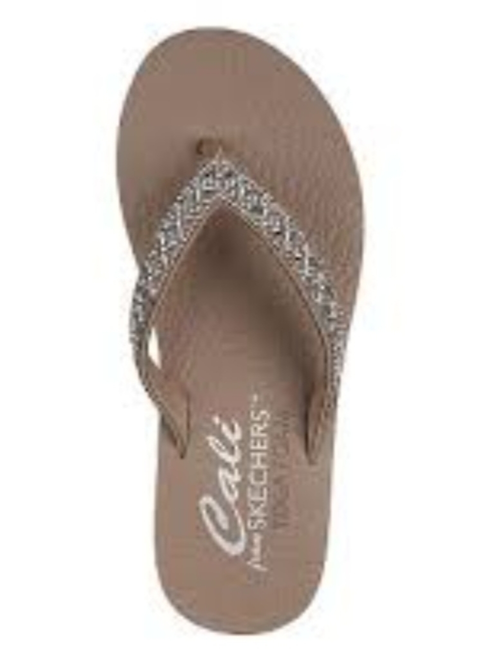 Skechers Women’s Cali Taupe Rhinestone Strap Flip Flop 8 New